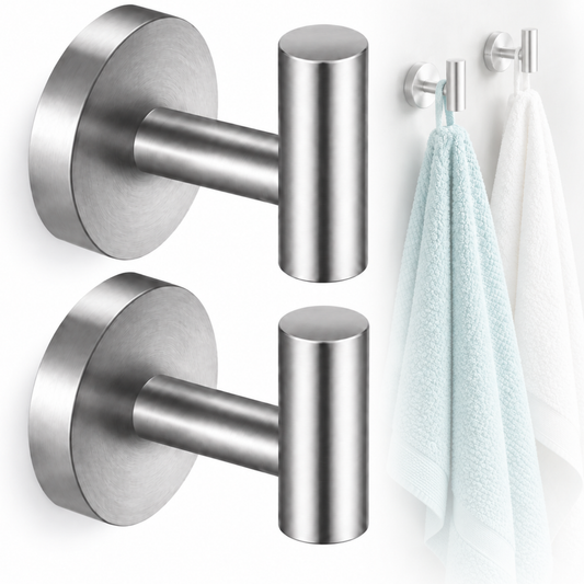 Pack x2 Toallero Baño Acero Inoxidable Cepillado con Ganchos