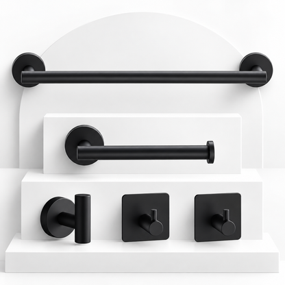 Set 5 Accesorios Baño Toallero Portarrollos Acero Inoxidable