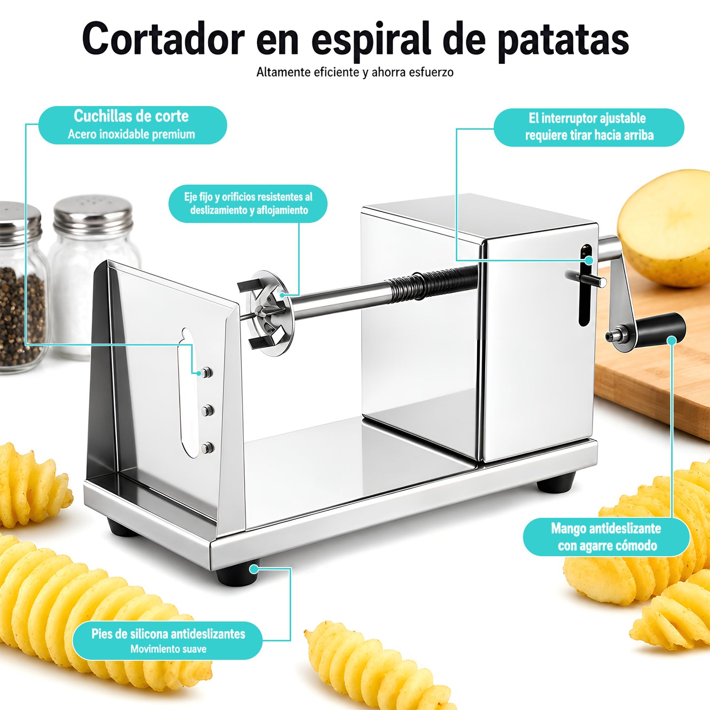 Maquina Cortador De Papa Espiral Cortador De Verduras Papas