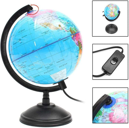 Globo Terraqueo Giratorio Con Base 20cm Mapa Mundi C/luz
