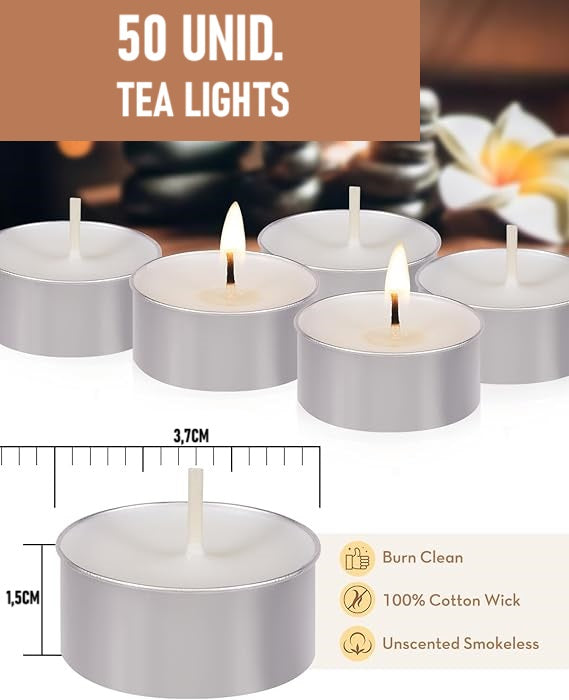 Pack X50 Velas Flotantes Vela Blanca Tea Light Velas Noche