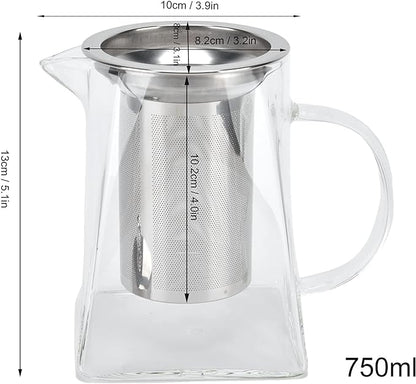Tetera Difusor De Te Jarra Infusora Borosilicato Acero 750ml
