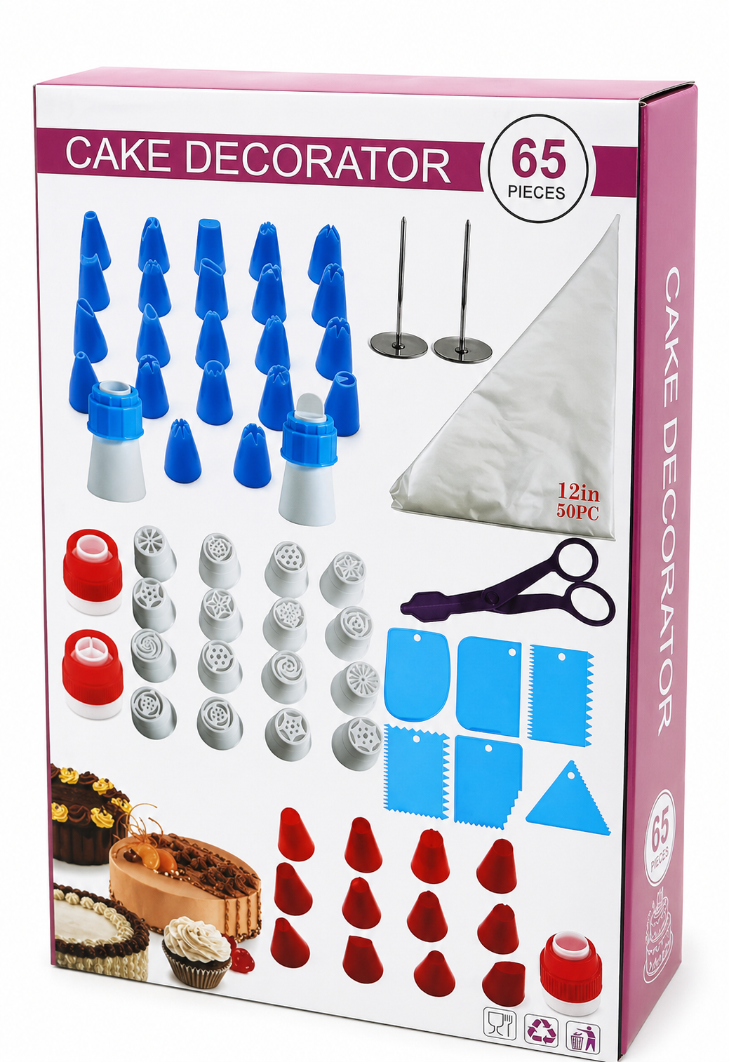 Set Kit De Decoración De Tortas Y Cupcakes Reposteria 65 Pcs