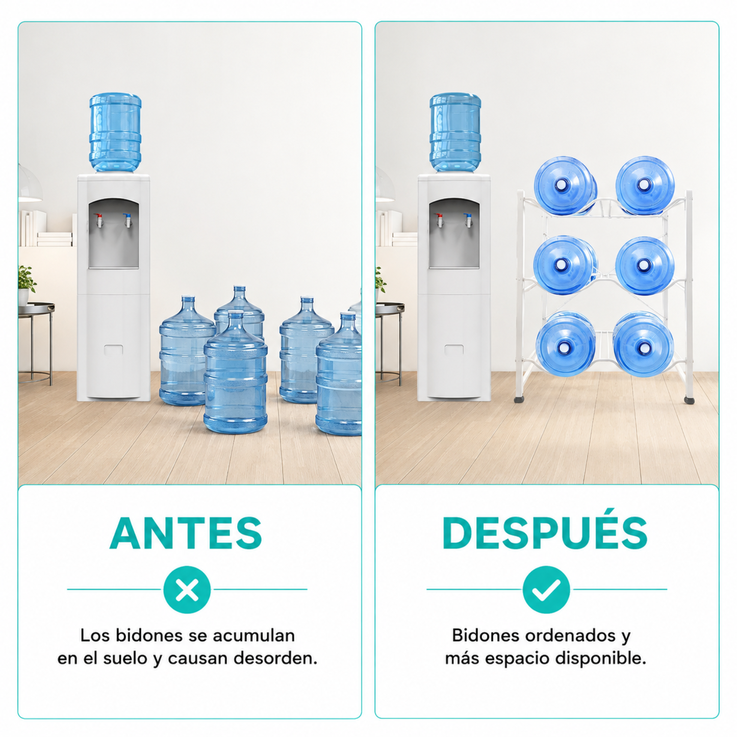Estante Organizador Rack 6 Botellones Bidones Agua 20lt