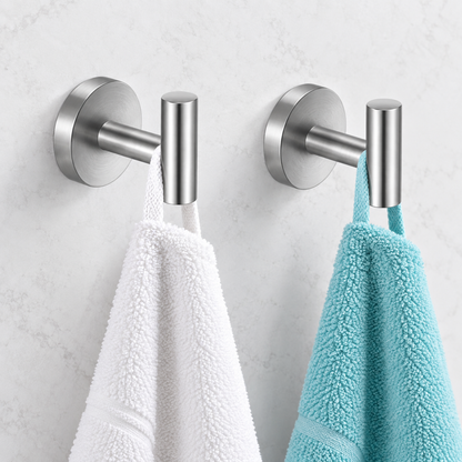 Pack x2 Toallero Baño Acero Inoxidable Cepillado con Ganchos