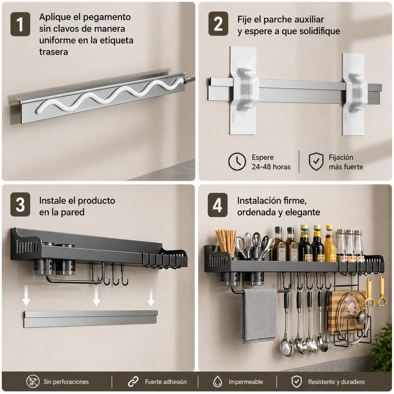 Organizador Soporte Colgador Utensilios Cocina Condimentos