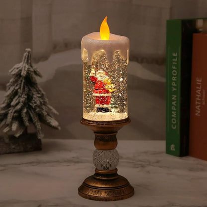 Vela De Navidad Led Con Nieve Artificial Decorativa 26cm