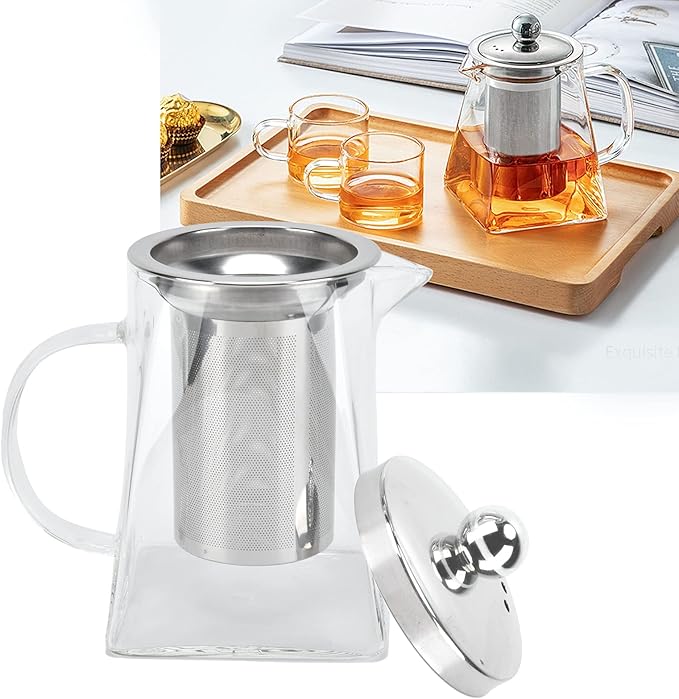 Tetera Difusor De Te Jarra Infusora Borosilicato Acero 750ml