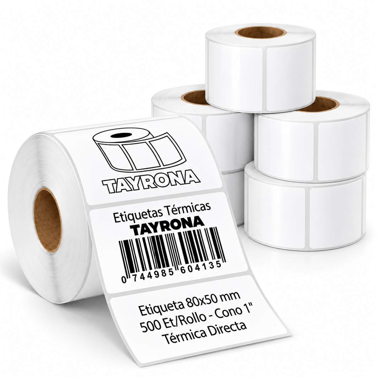 X5 Etiquetas Térmicas Autoadhesivas 80x50mm Rollo 500 Unidades