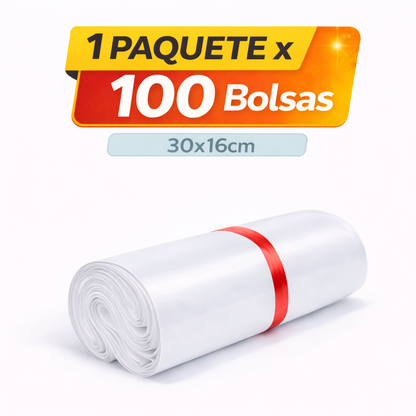 Pack X100 Bolsas De Embalaje Courier Autoadhesiva 30x16cm