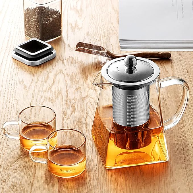 Tetera Difusor De Te Jarra Infusora Borosilicato Acero 750ml