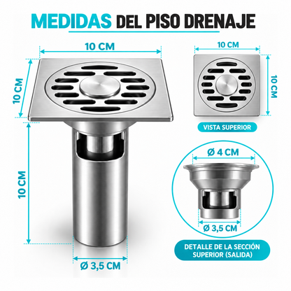 Rejilla Drenaje Baño Ducha Piso Antiolor Desague Acero