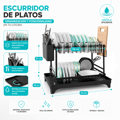 Secador Escurridor De Loza Secaplatos Inoxidable 2 Niveles