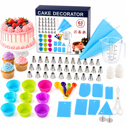 Set Kit De Decoración De Tortas Y Reposteria 63 Pcs Cupcakes