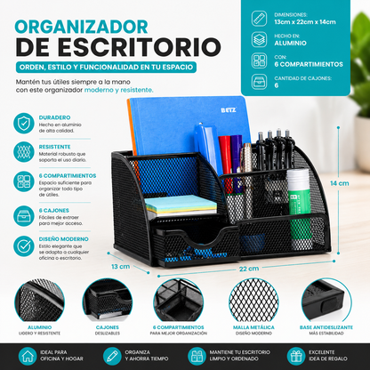 Porta Lapiz Canasta Organizador De Escritorio Malla Lápices