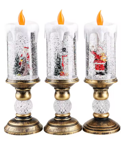 Vela De Navidad Led Con Nieve Artificial Decorativa 26cm