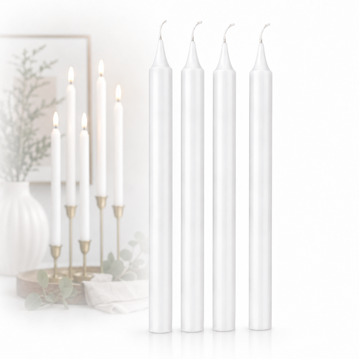 Pack X4 Velas Lisa Sin Aroma Velas Lisas Blanca 17cm