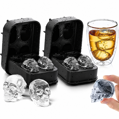 Pack 2 Cubitera Molde Para Hielo Hielera Silicona Calavera 4 Hielos