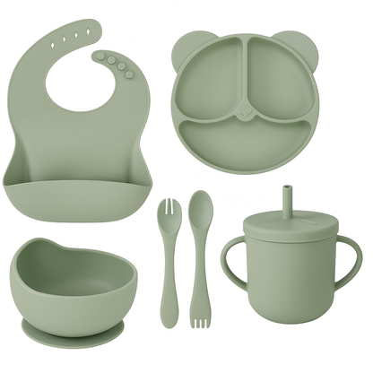 Set Platos Bebe Juego De Cubiertos De Silicona Bebe 6pcs