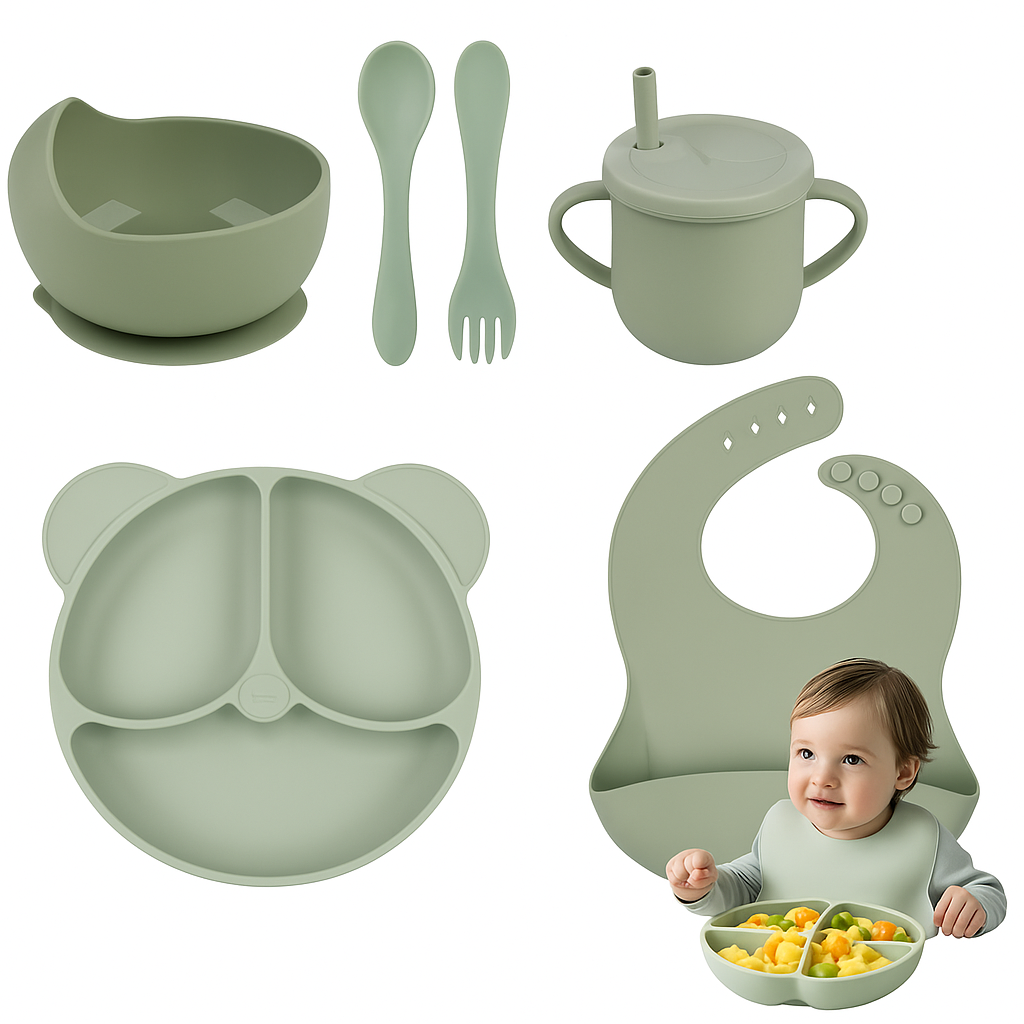 Set Platos Bebe Juego De Cubiertos De Silicona Bebe 6pcs