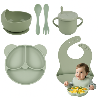 Set Platos Bebe Juego De Cubiertos De Silicona Bebe 6pcs