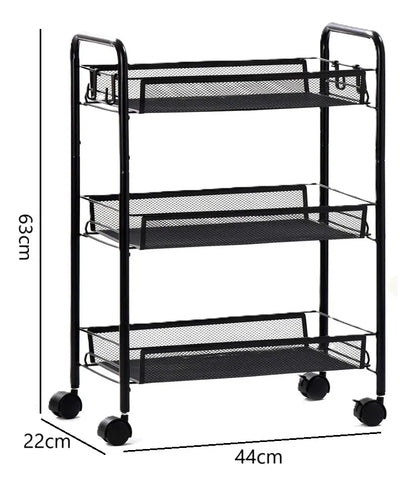 Carrito Carro Organizador Ruedas Multiuso Metal 3 Niveles