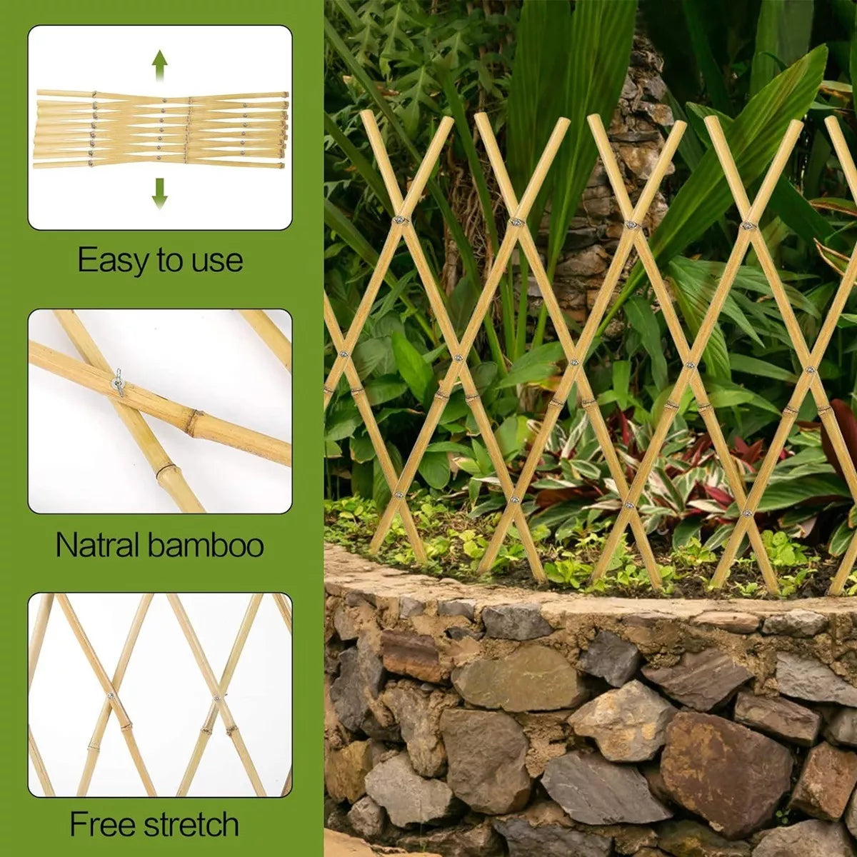 Enrejado Madera Pegable Valla De Bambu Decorativa 120x180cm