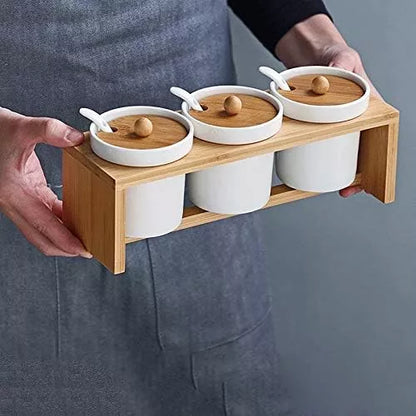 Set X3 Recipientes Condimentero Cocina Contenedores Ceramica