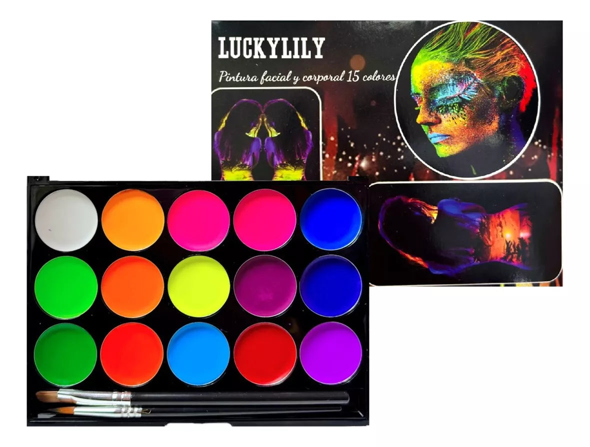 Paleta Maquillaje Pintura Facial Uv Pinta Carita 15color
