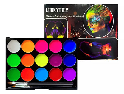 Paleta Maquillaje Pintura Facial Uv Pinta Carita 15color