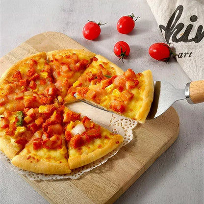 Espatula Para Cortar Picar Pizza Con Mango De Madera 26cm