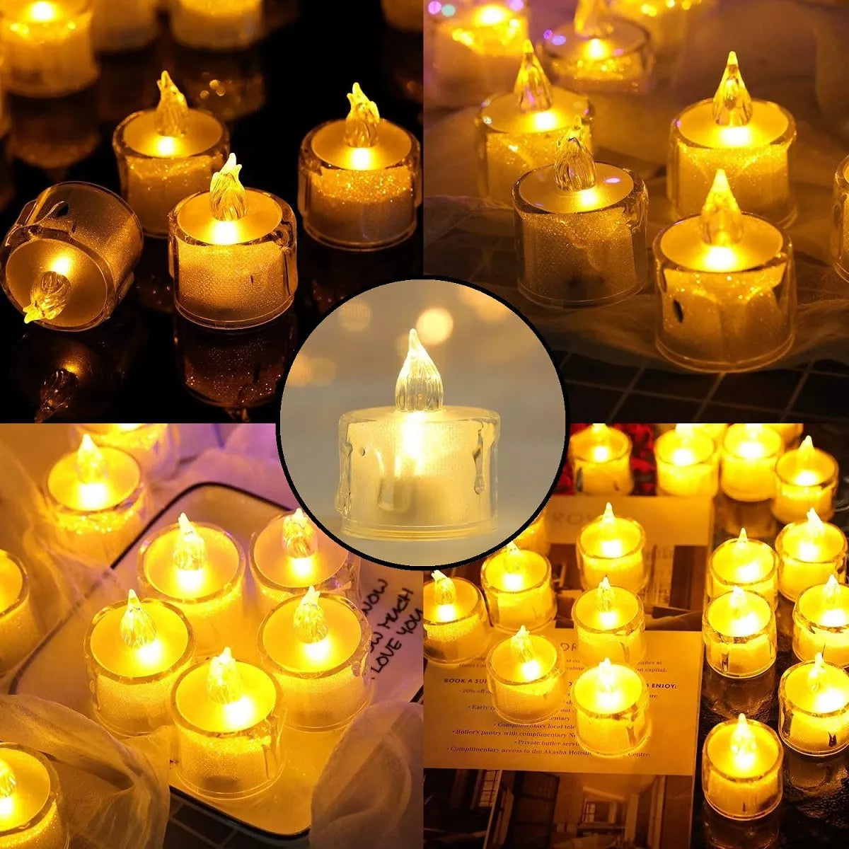 Pack 24 Velas Led Efecto Llama Velas Led A Pila Decorativas 3x3,6cm