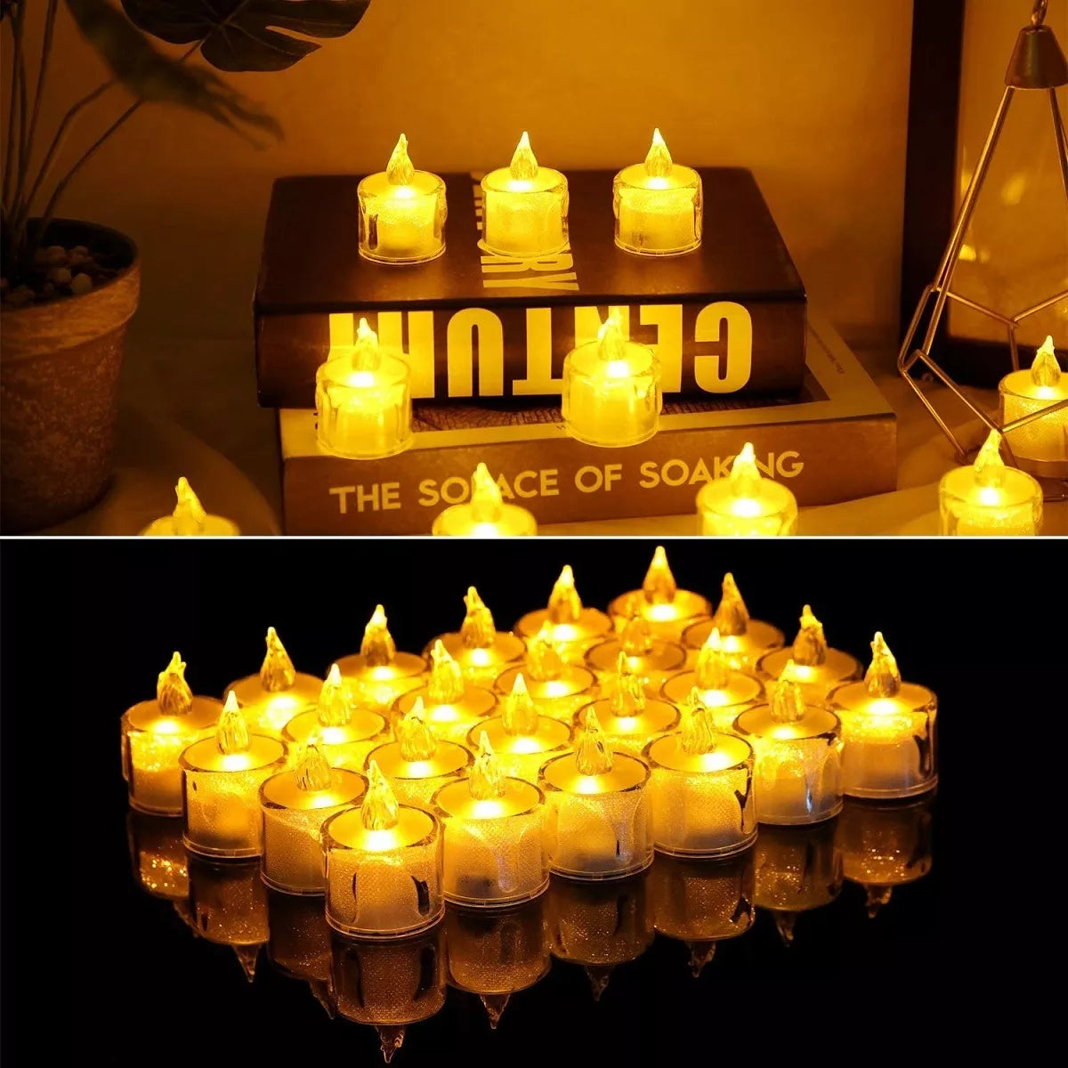 Pack 24 Velas Led Efecto Llama Velas Led A Pila Decorativas 3x3,6cm