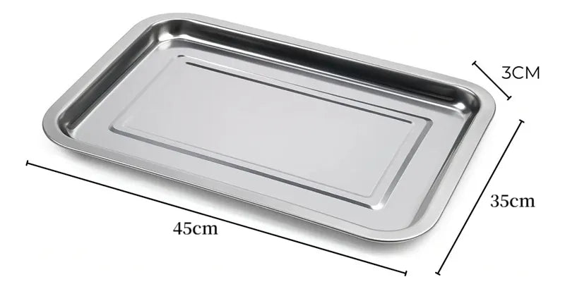 Bandeja Metalica Para Servir Acero Inoxidable Horno 45x35cm