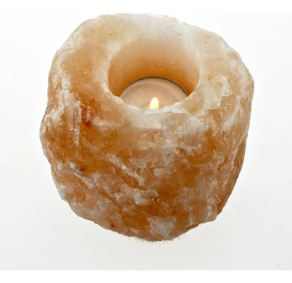 Porta Vela Sal Himalaya Rustico Candelabro Himalaya Natural