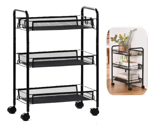 Carrito Carro Organizador Ruedas Multiuso Metal 3 Niveles