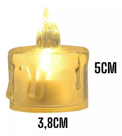 Pack 24 Velas Led Efecto Llama Velas Led A Pila Decorativas 3x3,6cm