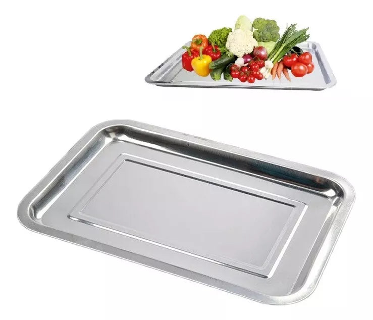 Bandeja Horno De Acero Inoxidable Fuente Acero 30x20cm