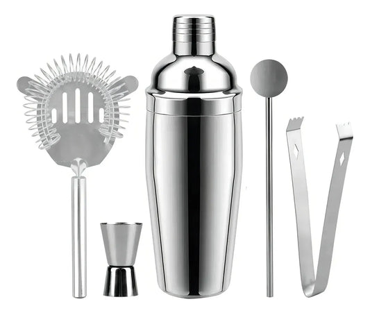 Set Cocteleria Profesional Coctelera Acero Inox 5 Piezas