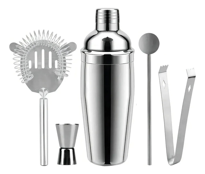 Set Cocteleria Profesional Coctelera Acero Inox 5 Piezas