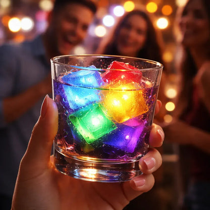 12 Cubos De Hielo Desechables Para Fiesta Hielos Led Fluor