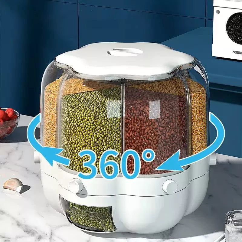 Dispensador De Granos Cereal Giratorio 6 Divisiones 360°