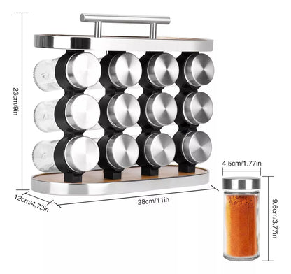 Porta Especiero Madera Condimentos Especieros 12 Frascos