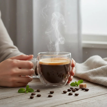 Taza Espresso Doble Vidrio 250ml Termica Cafe Transparente