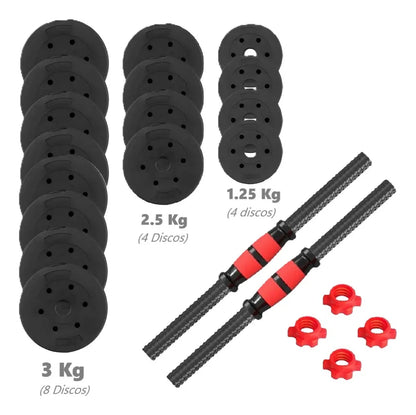 Set Mancuernas Barra 40kg Fitness Pesas Ajustables Negro