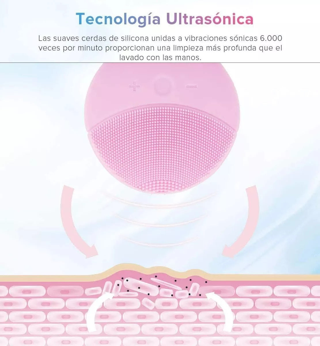 Cepillo Limpiador Exfoliador Masajeador Facial Recargable