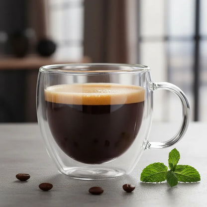 Taza Espresso Doble Vidrio 250ml Termica Cafe Transparente