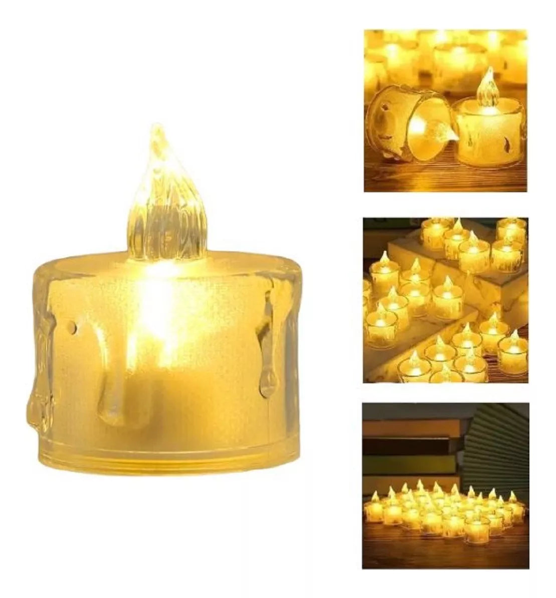 Pack 24 Velas Led Efecto Llama Velas Led A Pila Decorativas 3x3,6cm