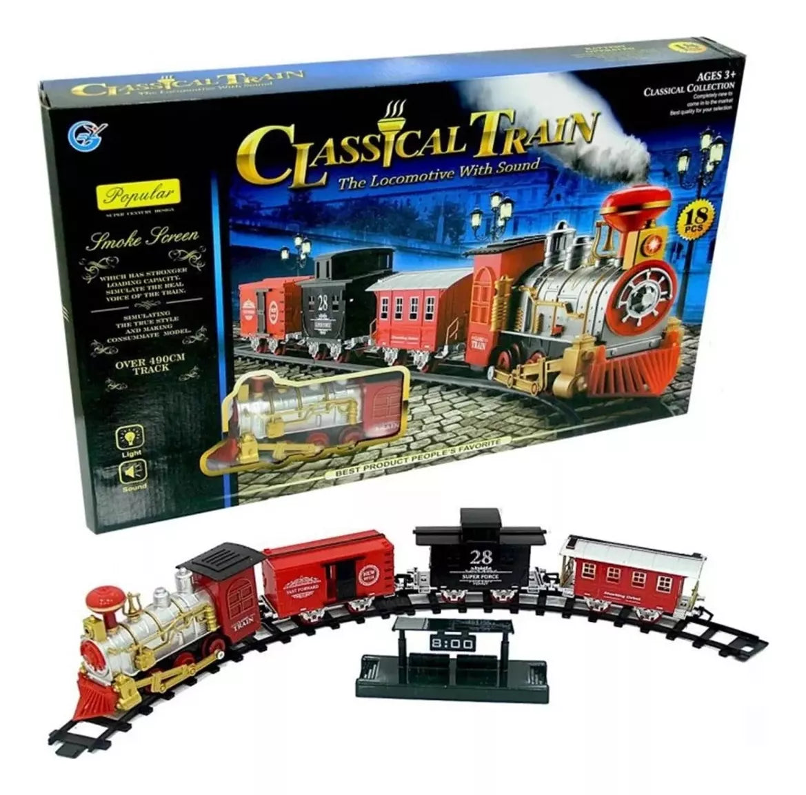 Tren Juguete Juguetes Tren Electrico Humo Para Navidad 18pcs