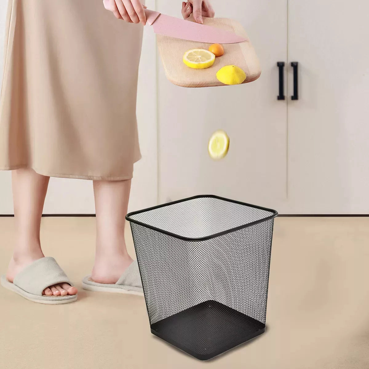 Basurero Metalico Cuadrado Papelera Oficina Grande Metal